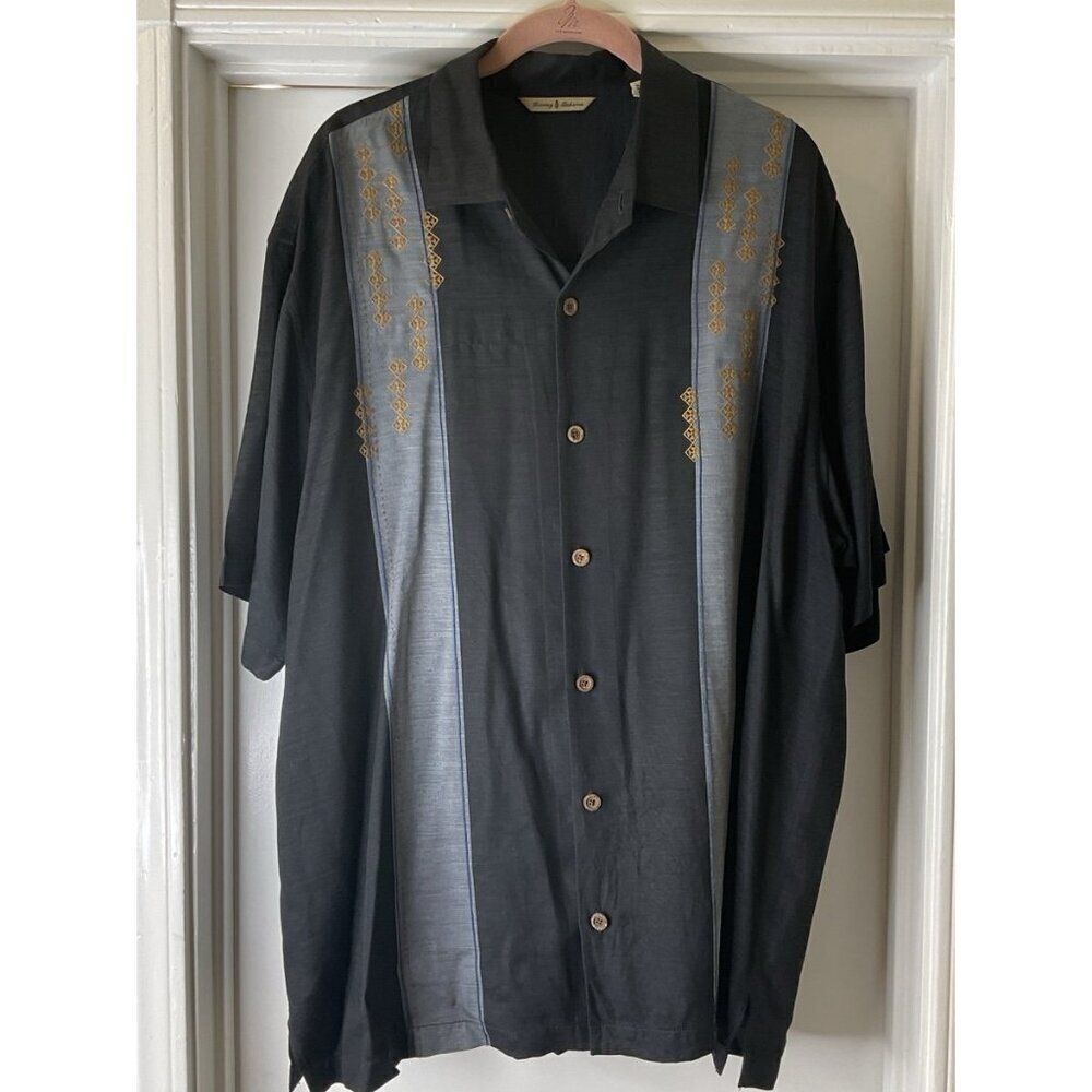 Tommy Bahama 100% Silk Retro Bowling Button-Up Shirt Size XL